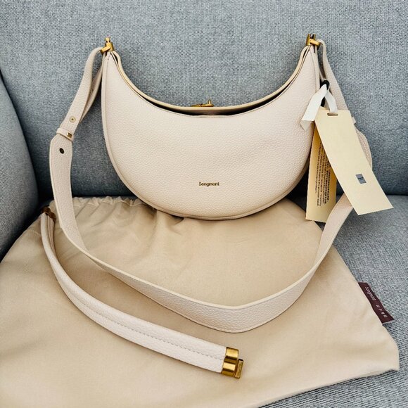 NEW Songmont inspired Luna convertible hobo purse crossbody Ivory crescent purse - Picture 7 of 10